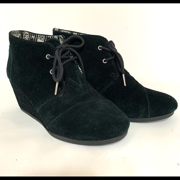 Toms black suede wedge booties - Picture 1 of 7